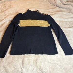 VINTAJE Lauren Ralph Lauren Black Sweater with Gold Accent